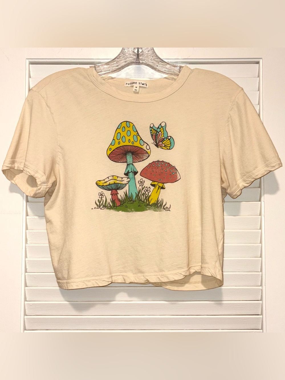 Future State cream mushroom crop top from Urban Outfitters
